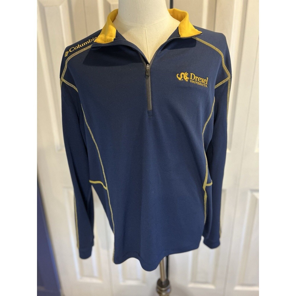 Columbia Quarter Zip Long Sleeve Golf Shirt Adult Large Drexel‎ University Logo